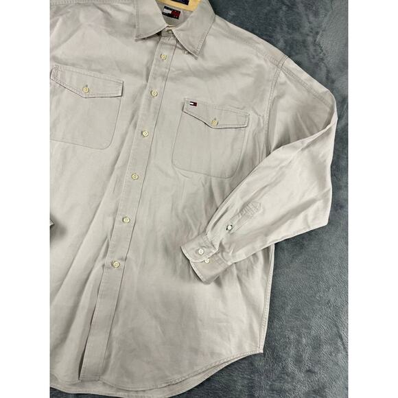 Men’s Tommy Hilfiger XL Beige Heavy-Weight Denim Shirt – Excellent - Picture 7 of 10